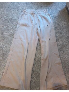Nike Kids Cream/Tan Wide-Leg Sweatpants with Drawstring